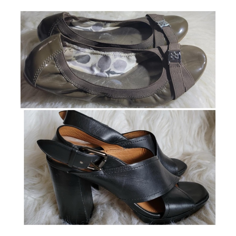 2 Coach (Olive Flats & black heels)